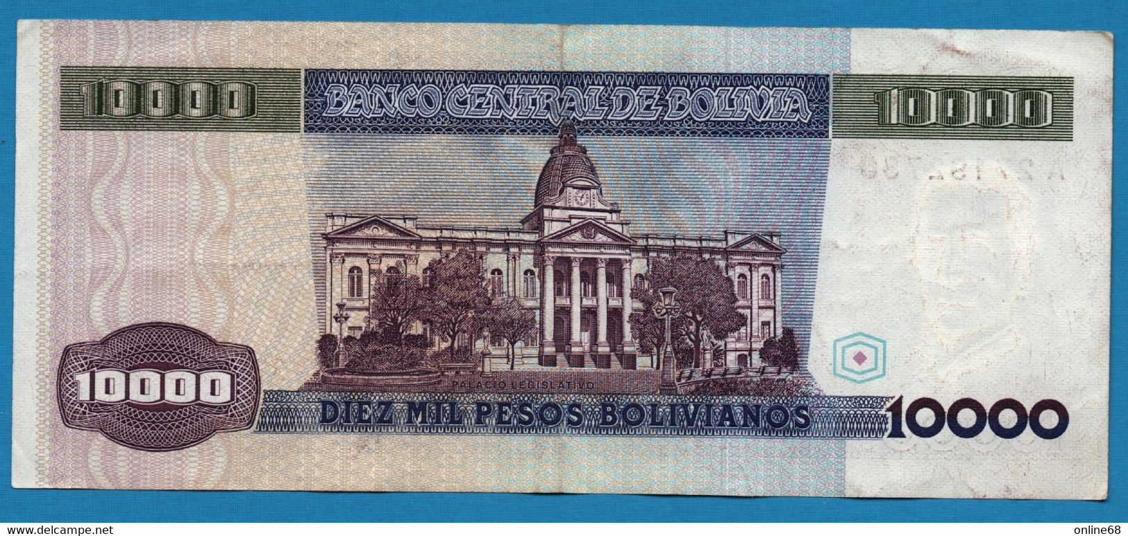 BOLIVIA 10.000 Pesos Bolivianos  	  D. 10.02.1984  # A27192736  P# 169 Marshal Andrés De Santa Cruz - Bolivie