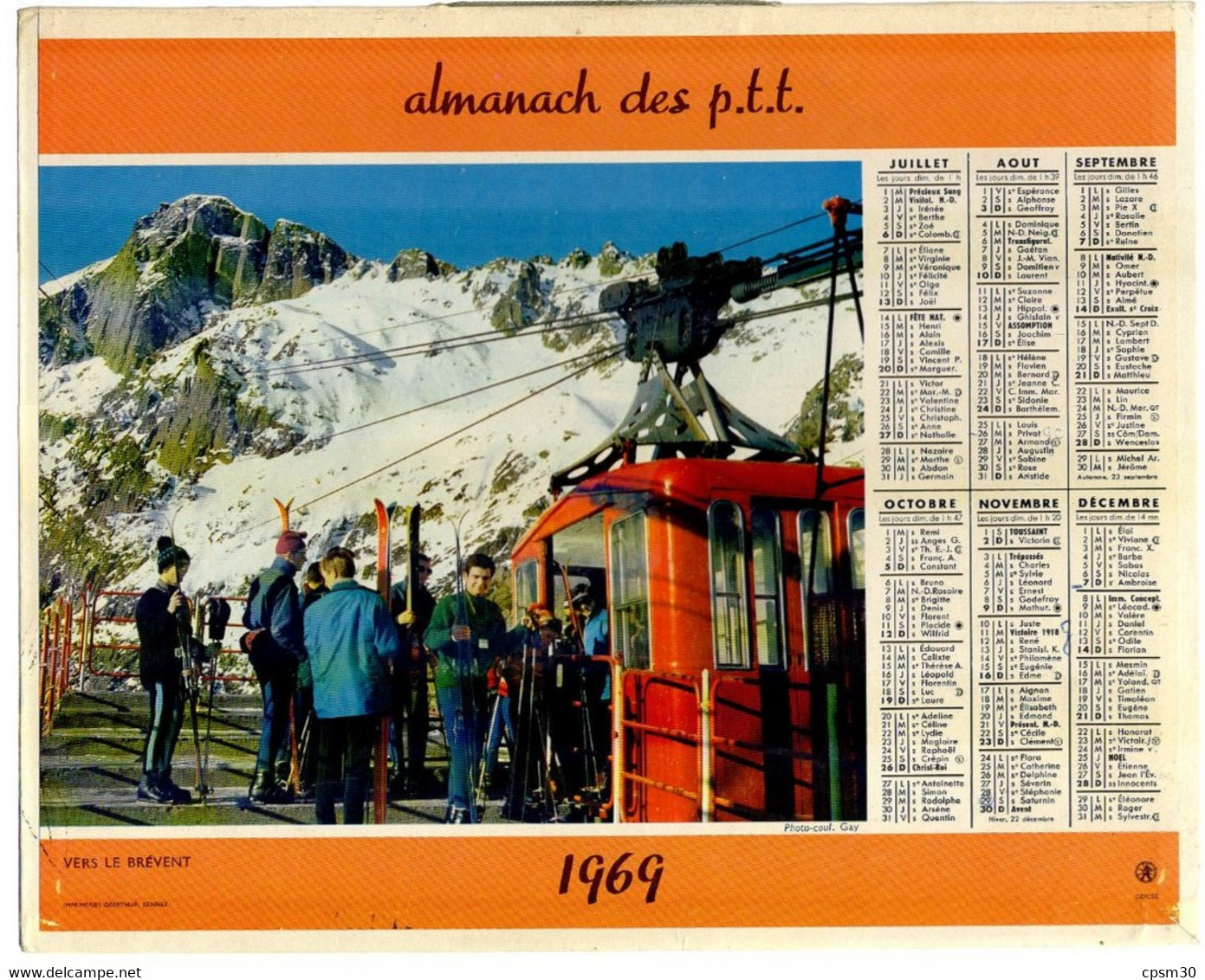 CALENDRIER GF 1969 - Course à Deauville 14 Calvados, Téléphérique Vers Le Brévent, Imprimerie Oberthur-calendrier Double - Grand Format : 1961-70