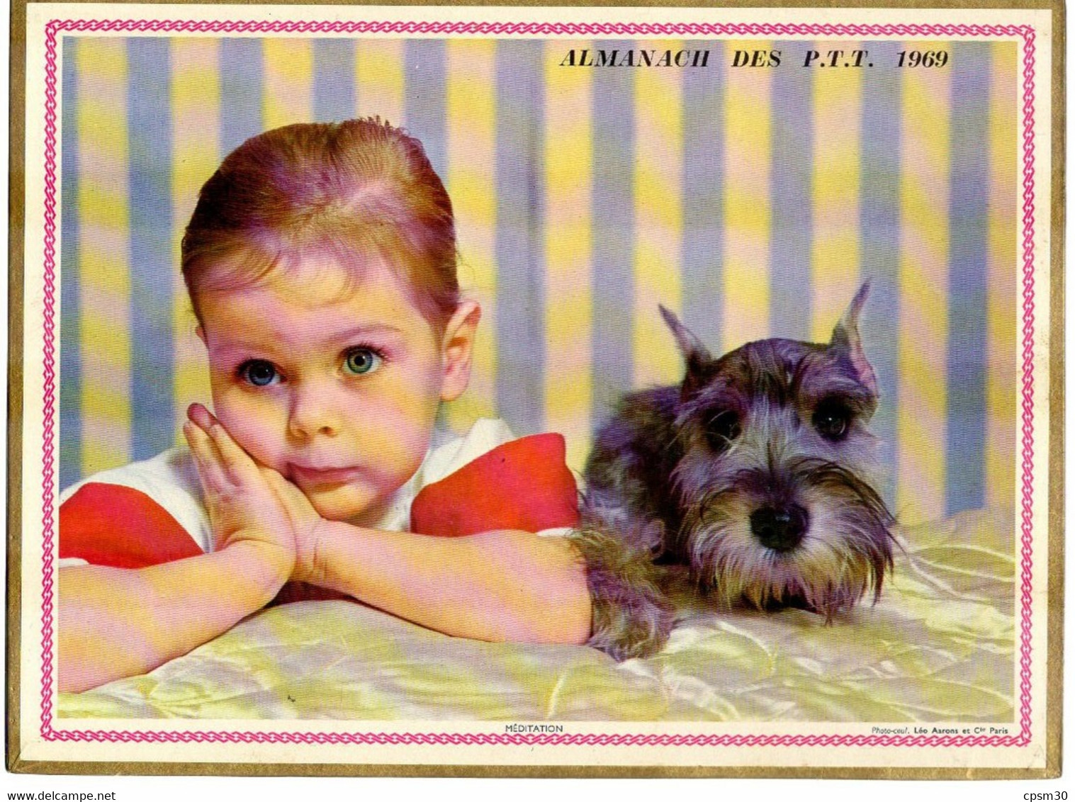 CALENDRIER GF 1969 - Enfant Chien Et Chatons, Imprimeur Oller (calendrier Double) - Grand Format : 1961-70