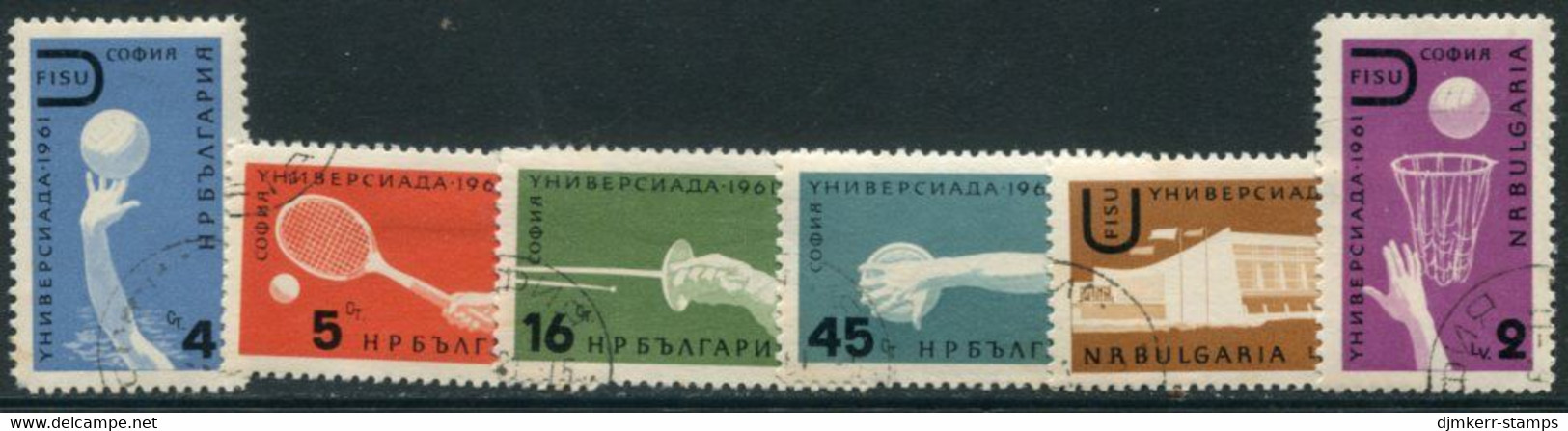 BULGARIA 1961 Universiade Games Set Perforated Used.  Michel 1224-29 - Oblitérés