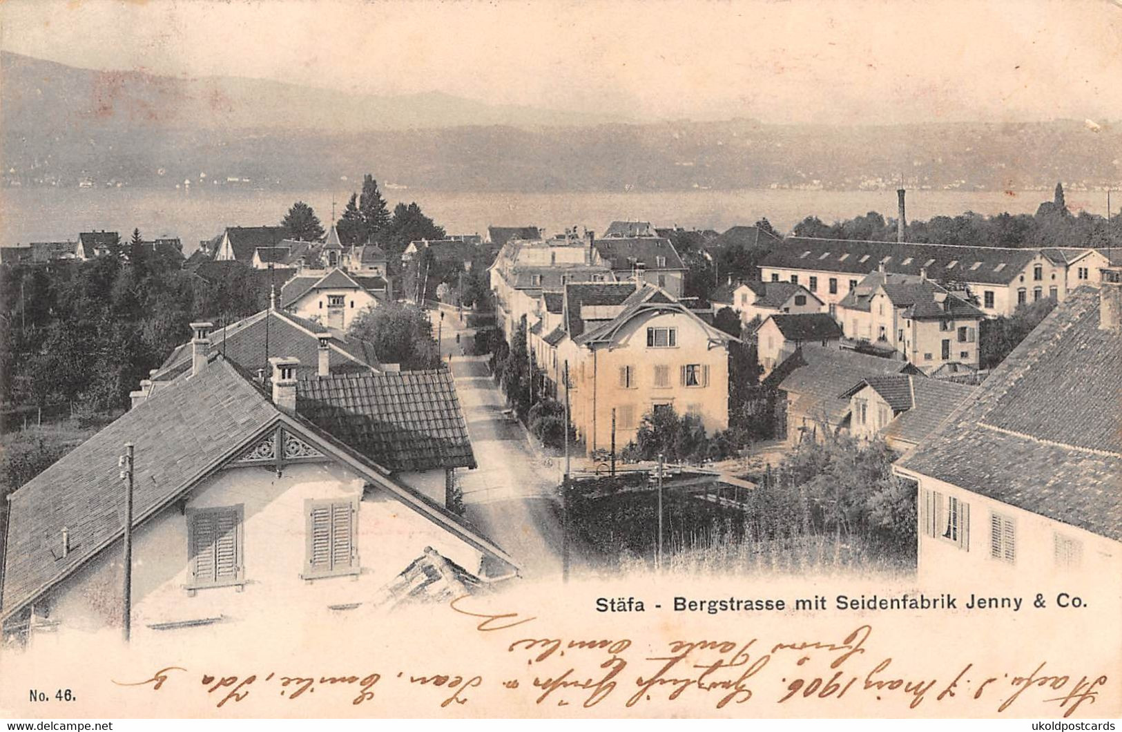 CPA  Suisse - STAFA, Bergstrassemit Seidenfabrik Jenny & Co, 1906 - Stäfa