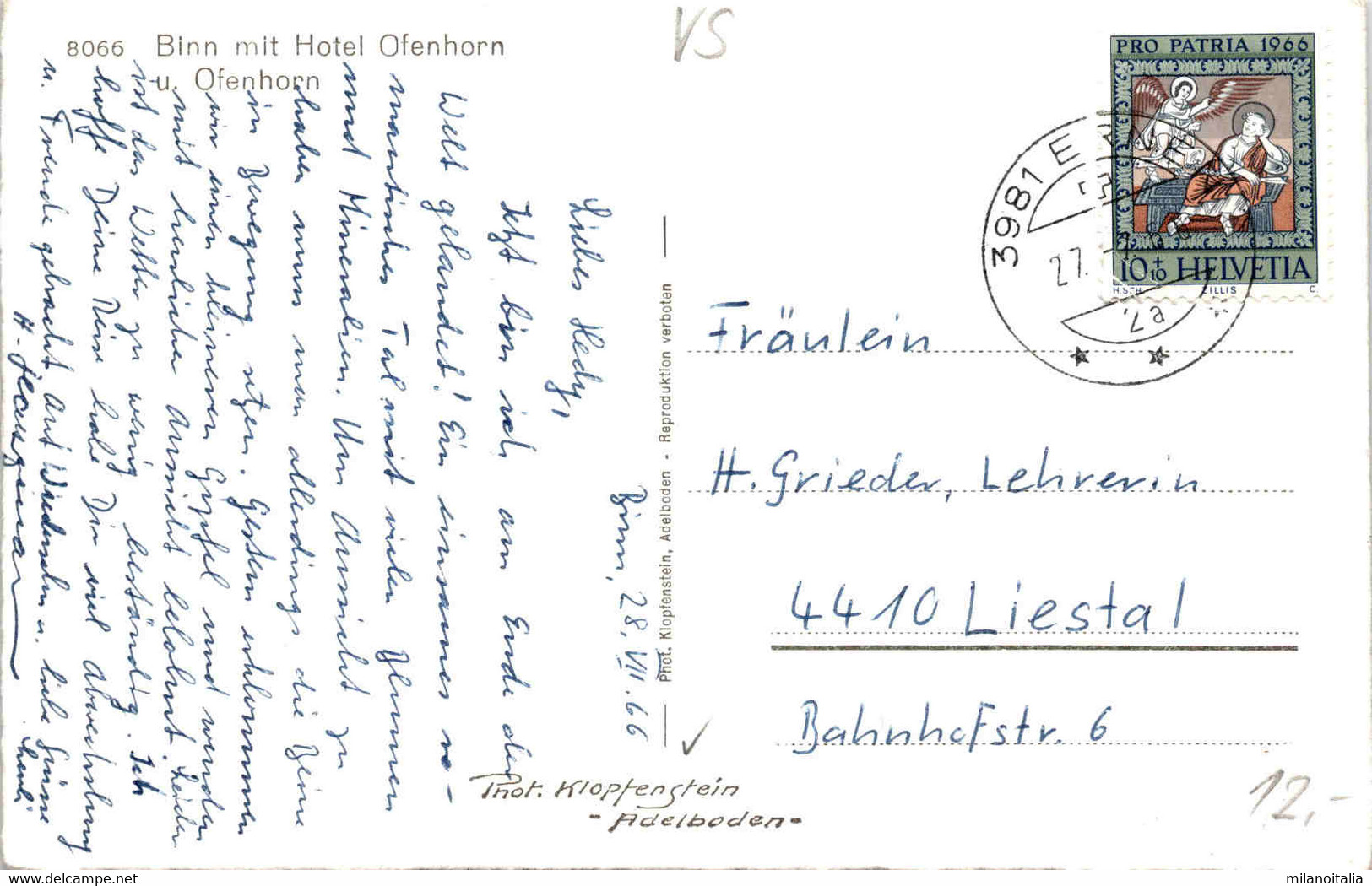 Binn Mit Hotel Ofenhorn U. Ofenhorn (8066) * 27. 7. 1966 - Binn