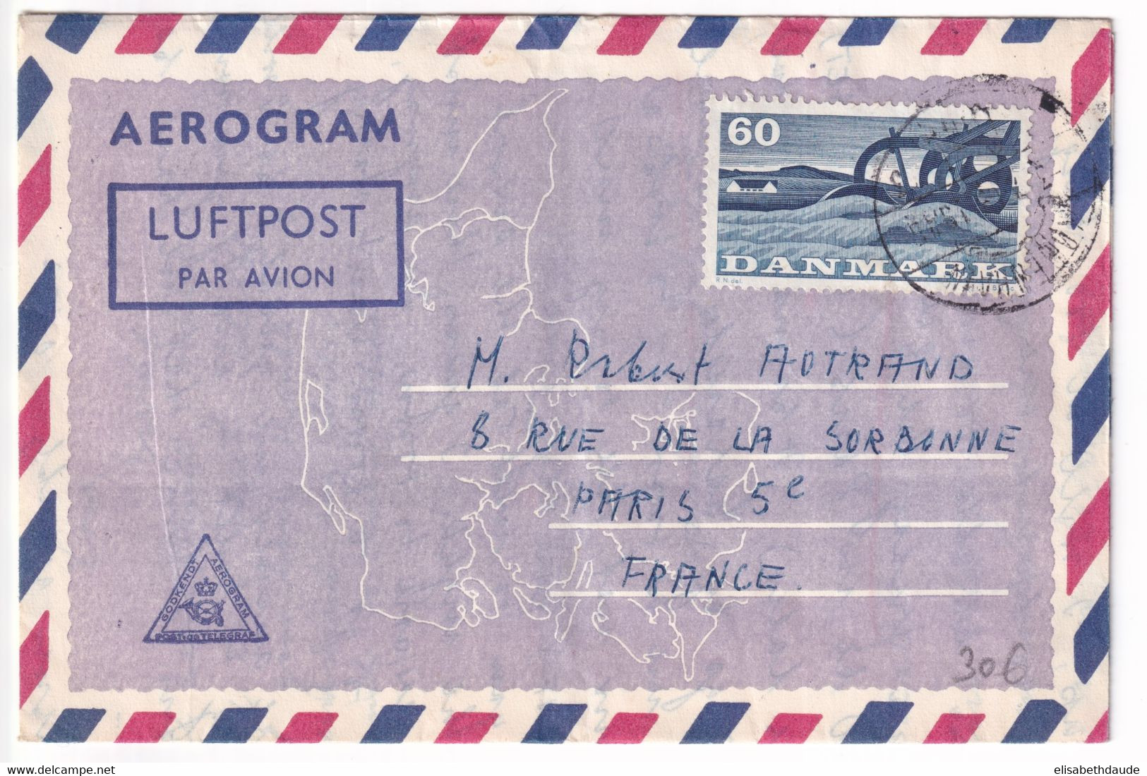 DANMARK - LETTRE AEROGRAMME De COPENHAGUE => PARIS - Covers & Documents