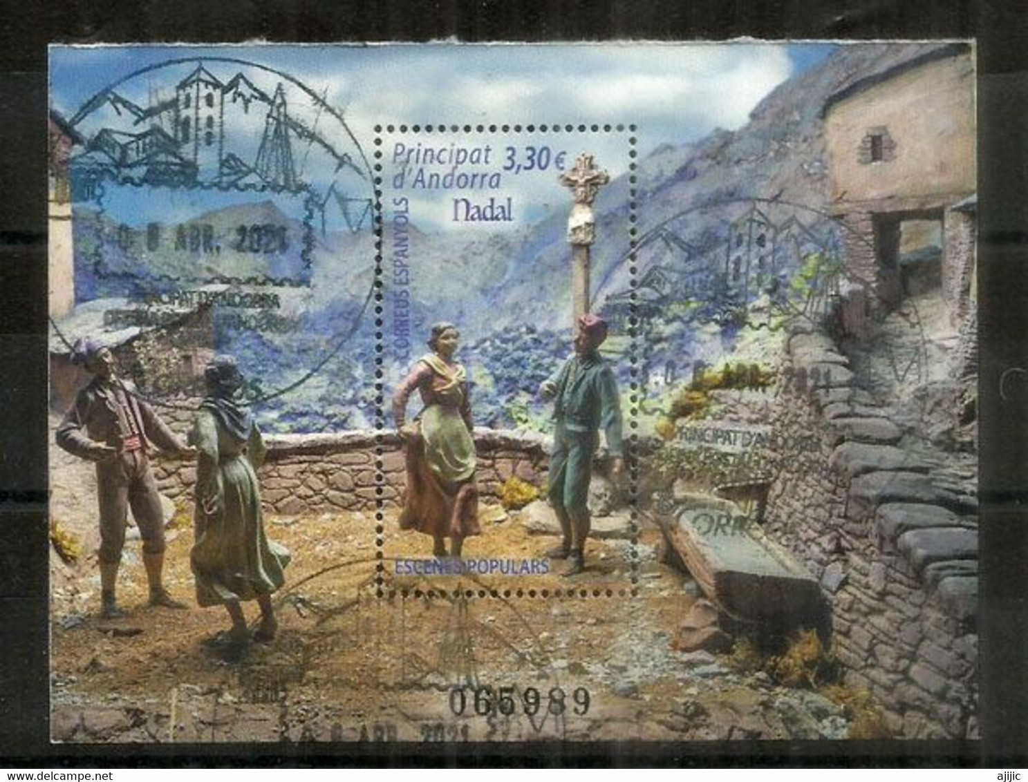 Festes Nadalenques Andorra, Escenes Popular NADAL 2018. Bloc-Feuillet Oblitéré 1 ère Qualité. Haute Faciale.AND.ESP - Used Stamps