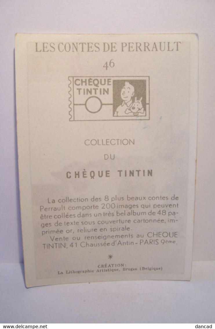 CHEQUE  TINTIN  - LES CONTES DE PERRAULT - IMAGE N° 46  - CHAT - SOURIS - Albums & Katalogus