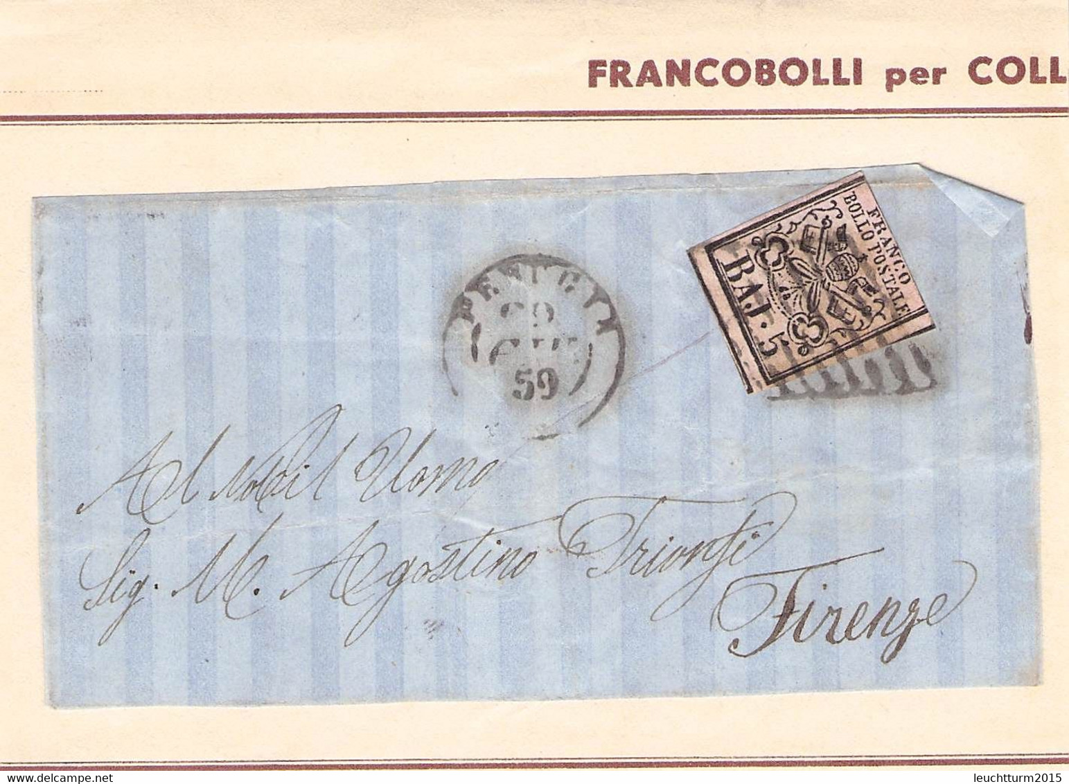 KIRCHENSTAAT - FRAGMENT 1859 #6 < FIRENZE /QE58 - ...-1929 Vorphilatelie