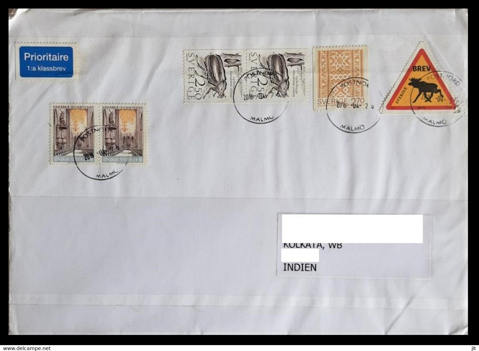 160.SWEDEN 2016 USED (02 DIFF) AIRMAIL COVER TO INDIA WITH (11) STAMPS. - Cartas & Documentos