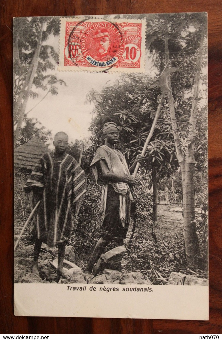 Haut Senegal Et Niger 1906 CPA Travail De Nègres Soudanais FRANCE Kayes Cover Colonie Belgique AOF 10c - Cartas & Documentos
