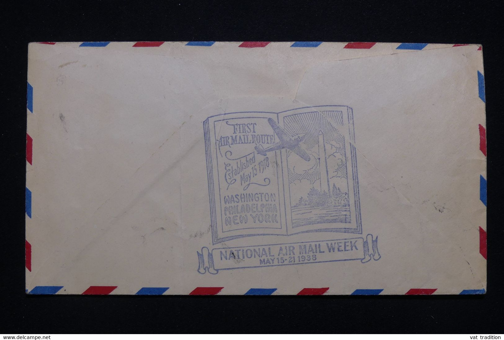 ETATS UNIS - Entier Postal Par Avion + Compléments De Washington En 1938 Avec Cachet Au Verso 1er Vol - L 94099 - 1921-40