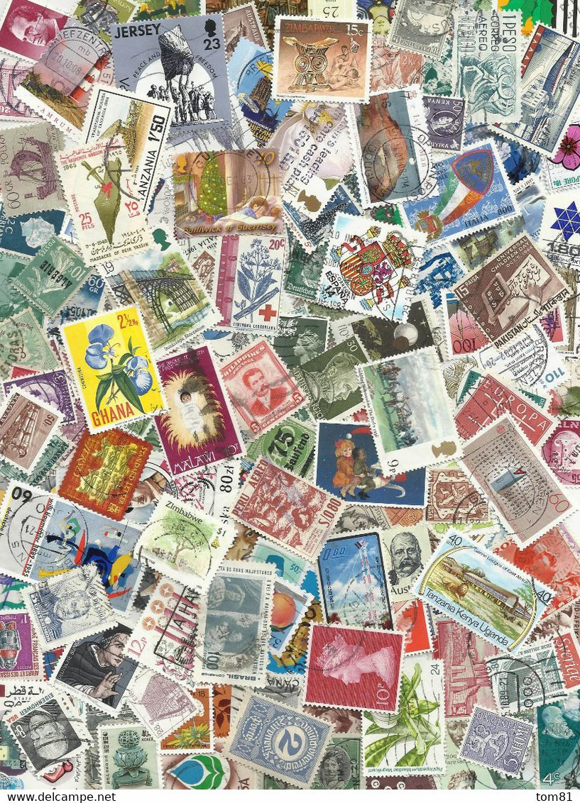 MONDE 1000 Timbres DIFFERENTS -  Livraison GRATUITE - Alla Rinfusa (min 1000 Francobolli)