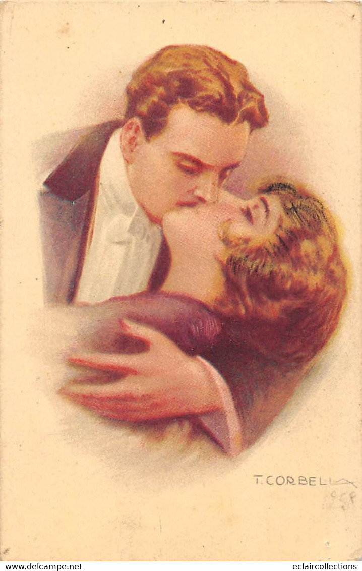 Illustrateur:   Corbella   Un Couple S'embrassant Sur La Bouche        (voir Scan) - Corbella, T.
