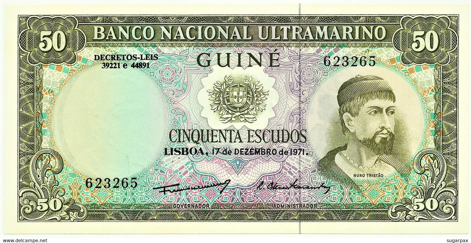 Guiné-Bissau - 50 Escudos - 17.12.1971 - P 44 - Unc. - Sign Varieties - Nuno Tristão - PORTUGAL - Guinea-Bissau