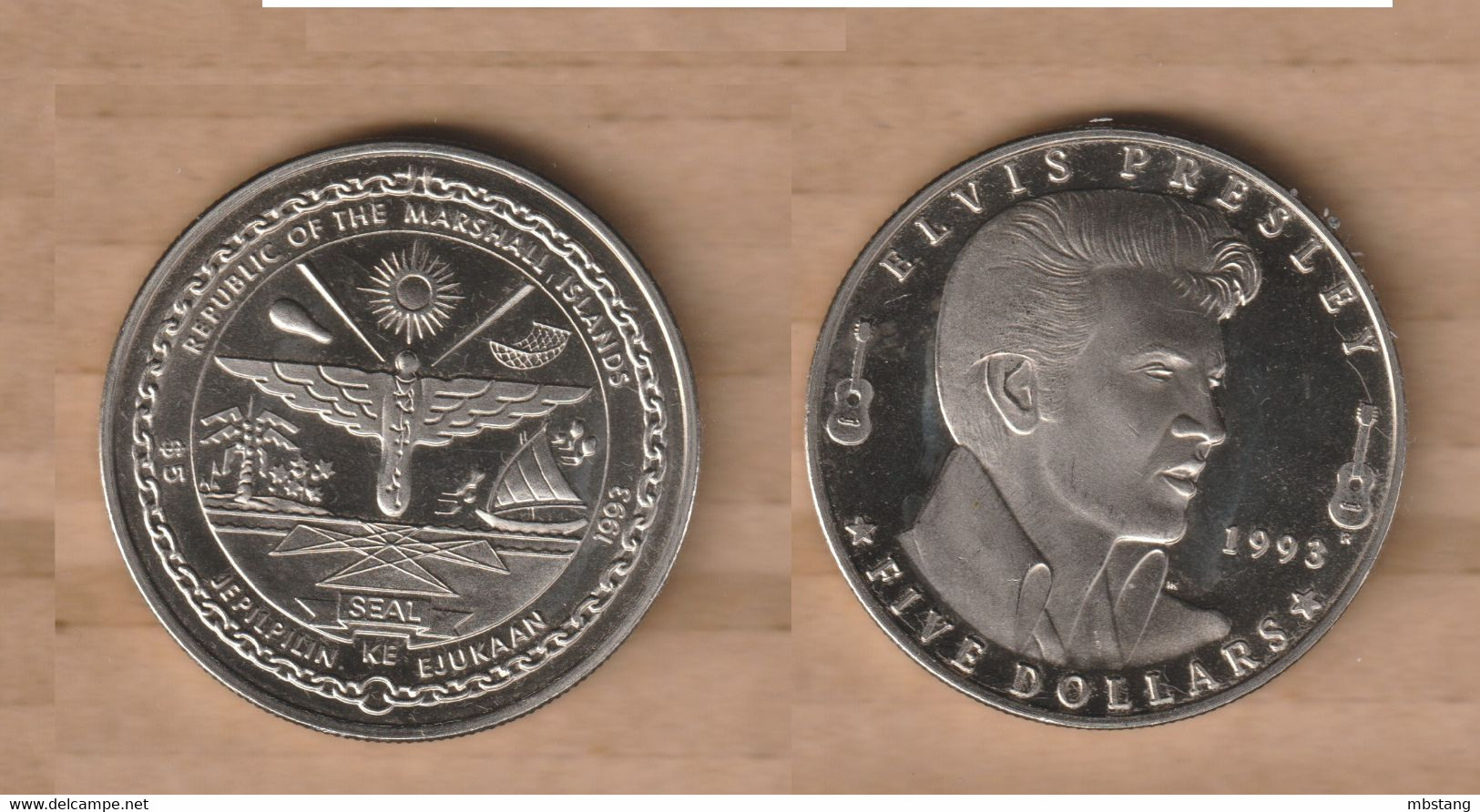 ISLAS MARSHALL    5 Dollars (Elvis Presley) 1993 • Copper-nickel • 28.4 G • ⌀ 38 Mm KM# 124 - Isole Marshall
