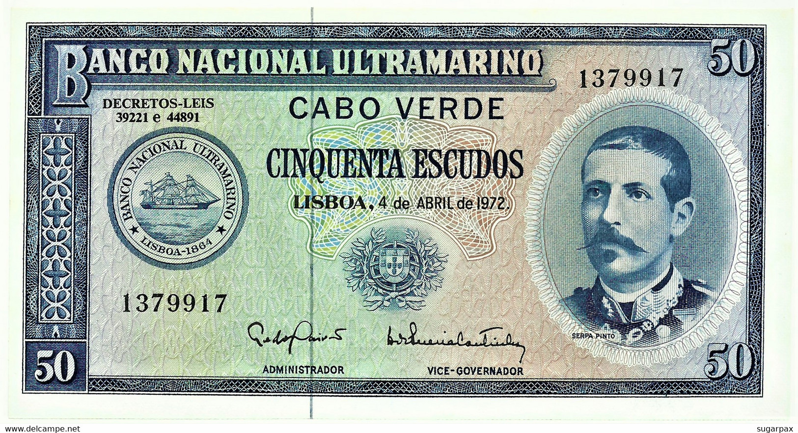 CAPE VERDE - 50 ESCUDOS - 04.04.1972 - Pick 53 - Unc. - Serpa Pinto - Portugal Cabo - Kaapverdische Eilanden