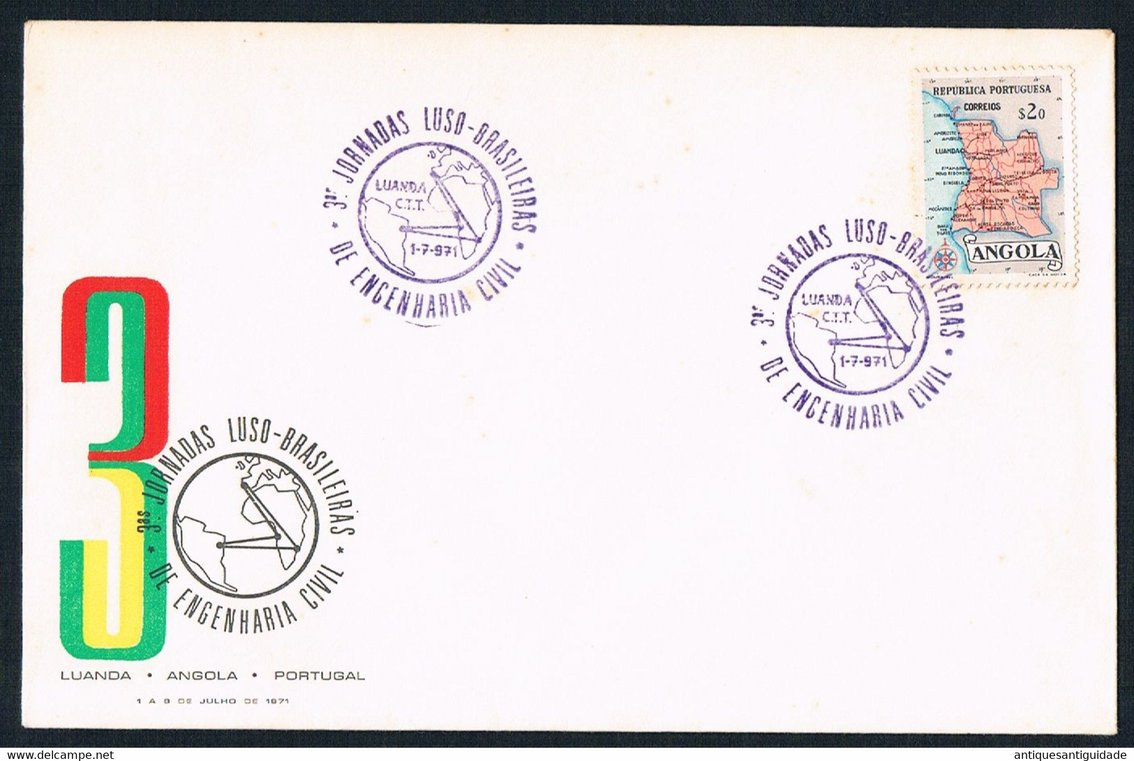 FDC - 1971 - Luanda - Angola - Lisbon - 3rd Luso - Brazilian - Civil Engineering Days - Sonstige & Ohne Zuordnung