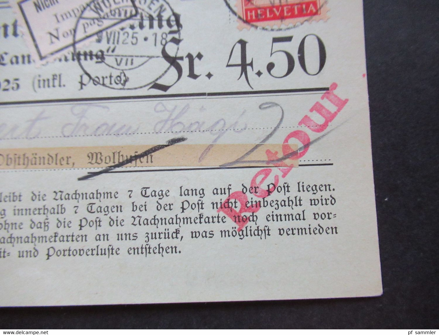 Schweiz 1925 Luzerner Landzeitung Abonnements Quittung Retour Aufkleber Nicht Eingelöst Impaye Non Pagato - Cartas & Documentos