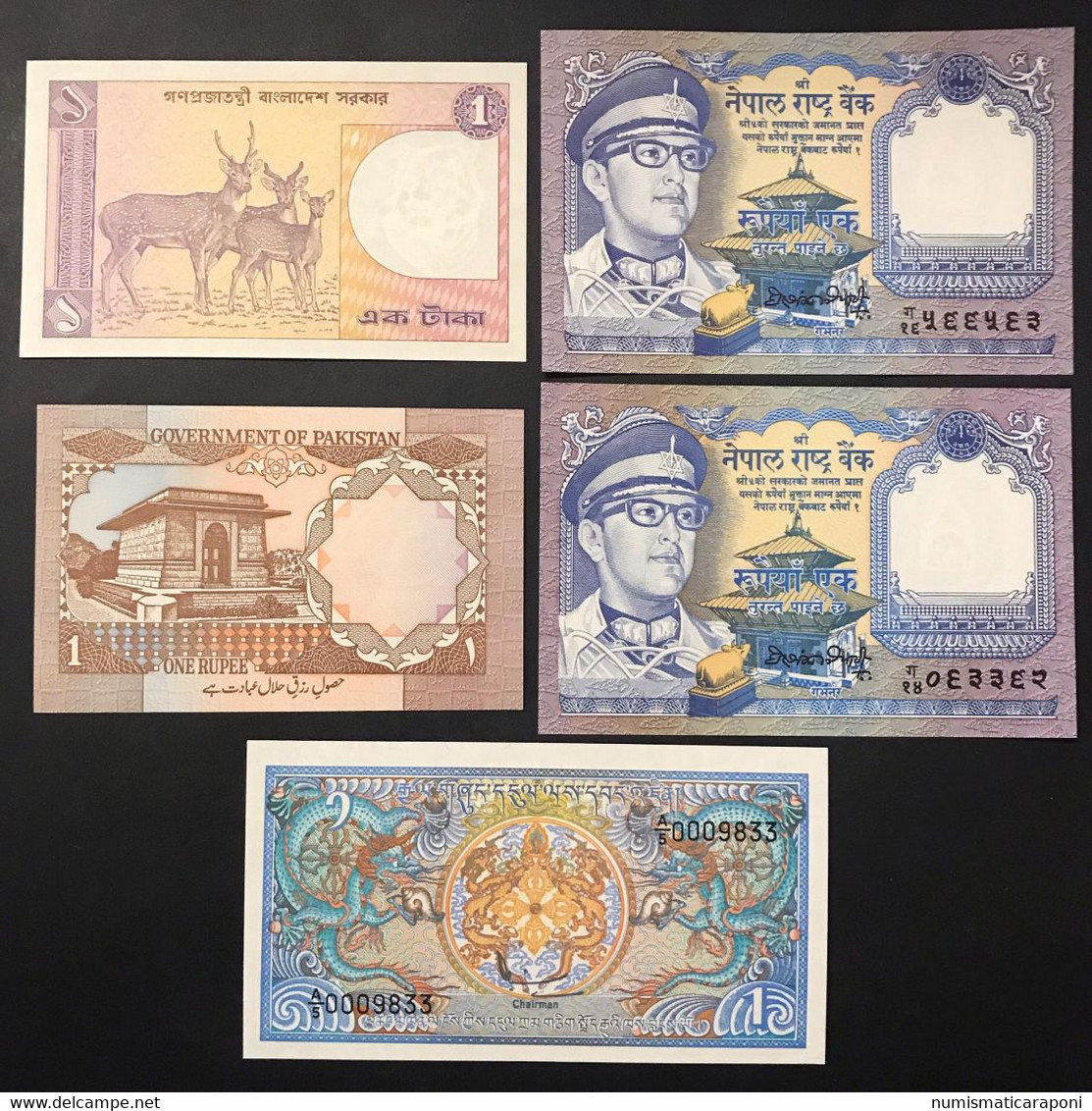 Bhutan Pakistan Asia 5 Banconote Unc  Fds LOTTO 3413 - Bhoutan