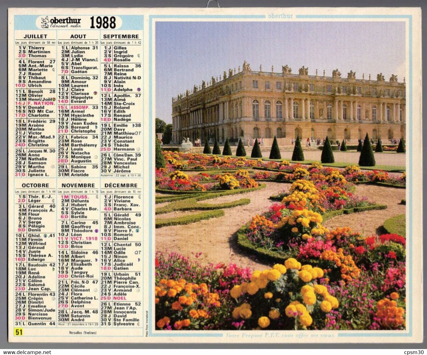 CALENDRIER GF 1978 - Paris Tour Eiffel 75, Maison Fleurie Dans Le Nord, Imprimeur Oberthur Rennes (calendrier Double) - Big : 1971-80