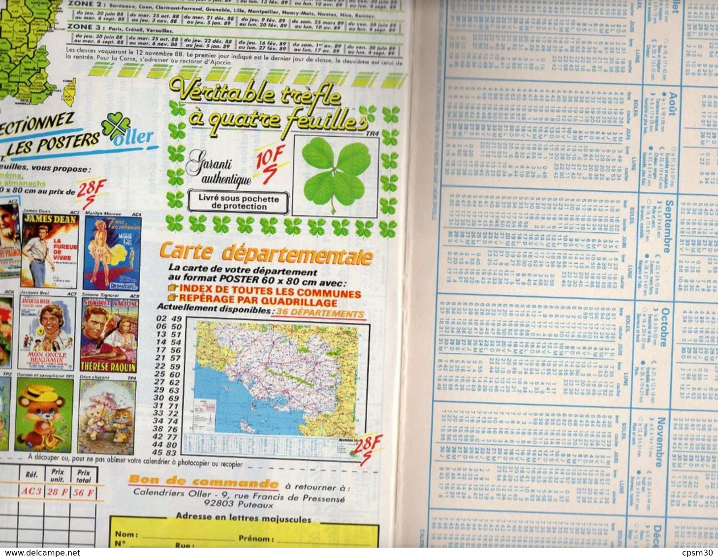 CALENDRIER GF 1978 - Paris Tour Eiffel 75, maison fleurie dans le Nord, imprimeur Oberthur Rennes (calendrier double)