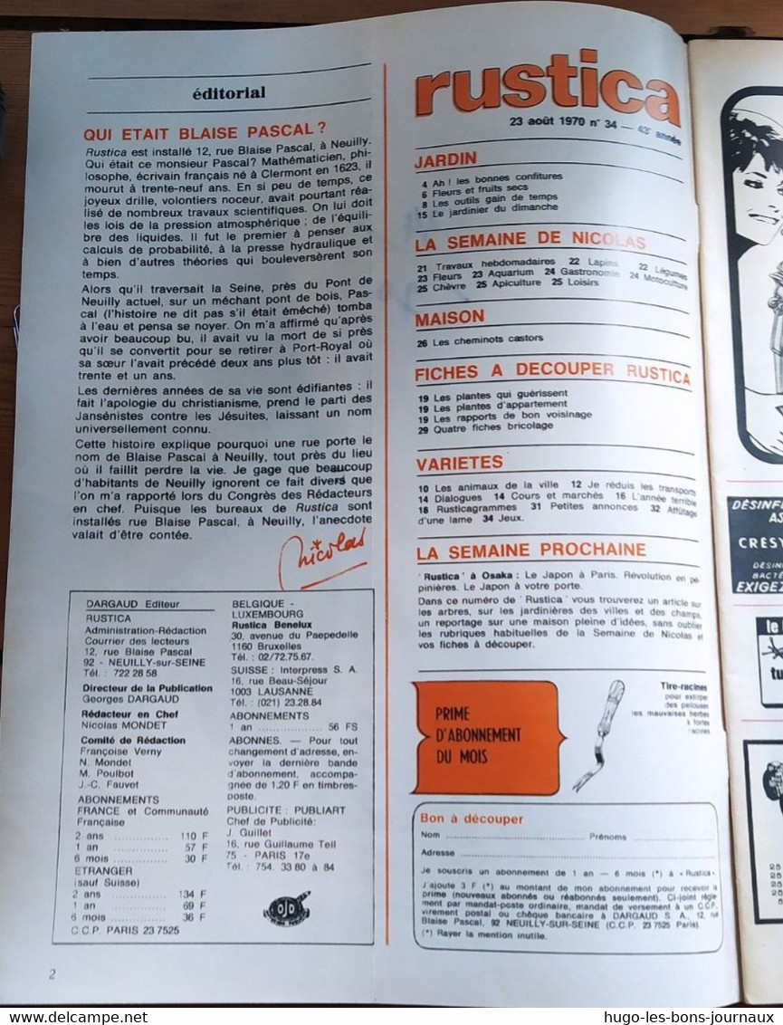 Rustica_N°34_23 Aout 1970_Ah ! Les Bonnes Confitures Outils Gain De Temps_ABC De L'affûtage - Jardinage
