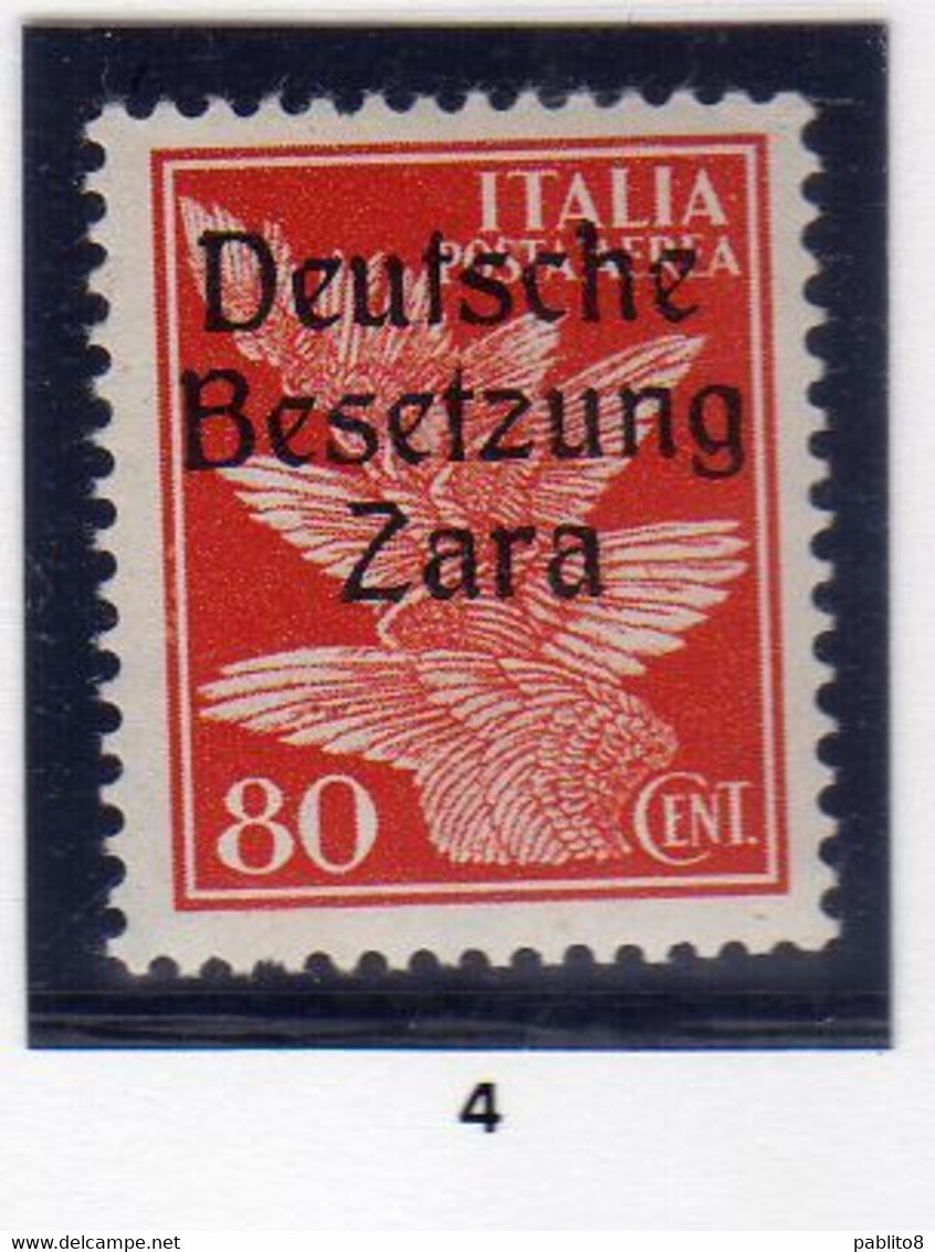 ZARA OCCUPAZIONE TEDESCA GERMAN OCCUPATION 1943 POSTA AEREA AIR MAIL 80c MNH FIRMATO SIGNED - Deutsche Bes.: Zara