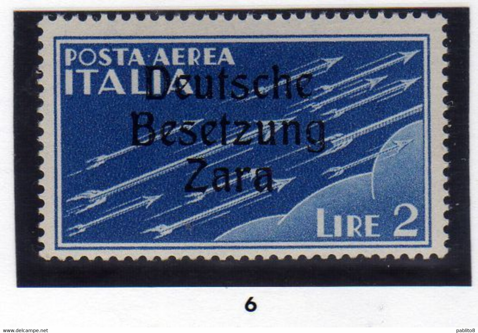 ZARA OCCUPAZIONE TEDESCA GERMAN OCCUPATION 1943 POSTA AEREA AIR MAIL LIRE 2 MNH FIRMATO SIGNED - Deutsche Bes.: Zara