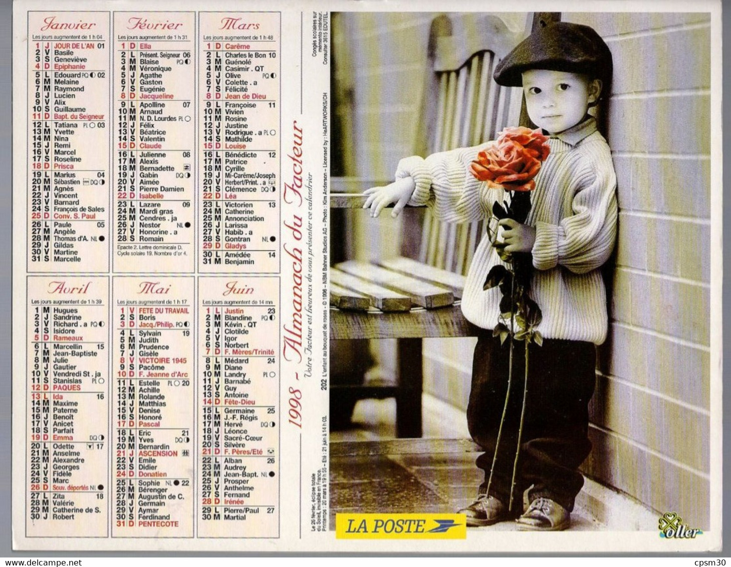 CALENDRIER GF 1998 - Enfants Et Romantisme, Imprimeur Oller Et JC Bresson (calendrier Double) - Grand Format : 1991-00