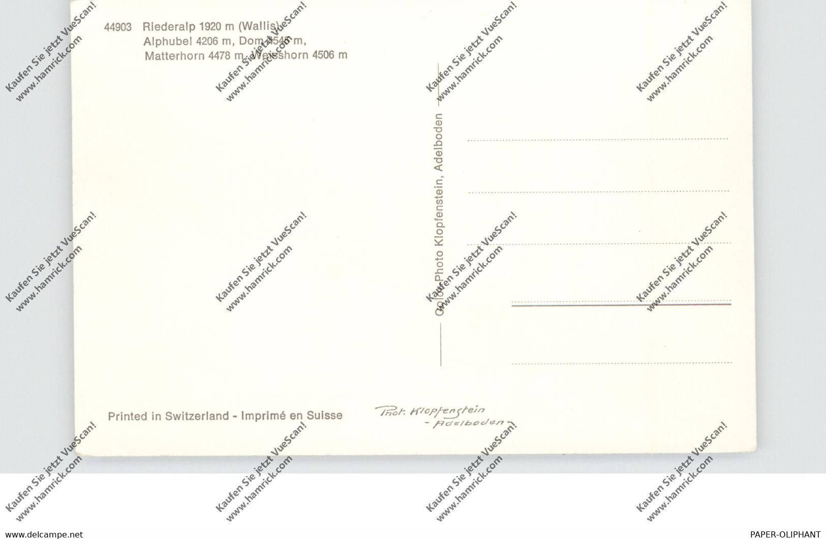 CH 3967 RIEDERALP VS, Matterhorn, Weisshorn.. - Riederalp