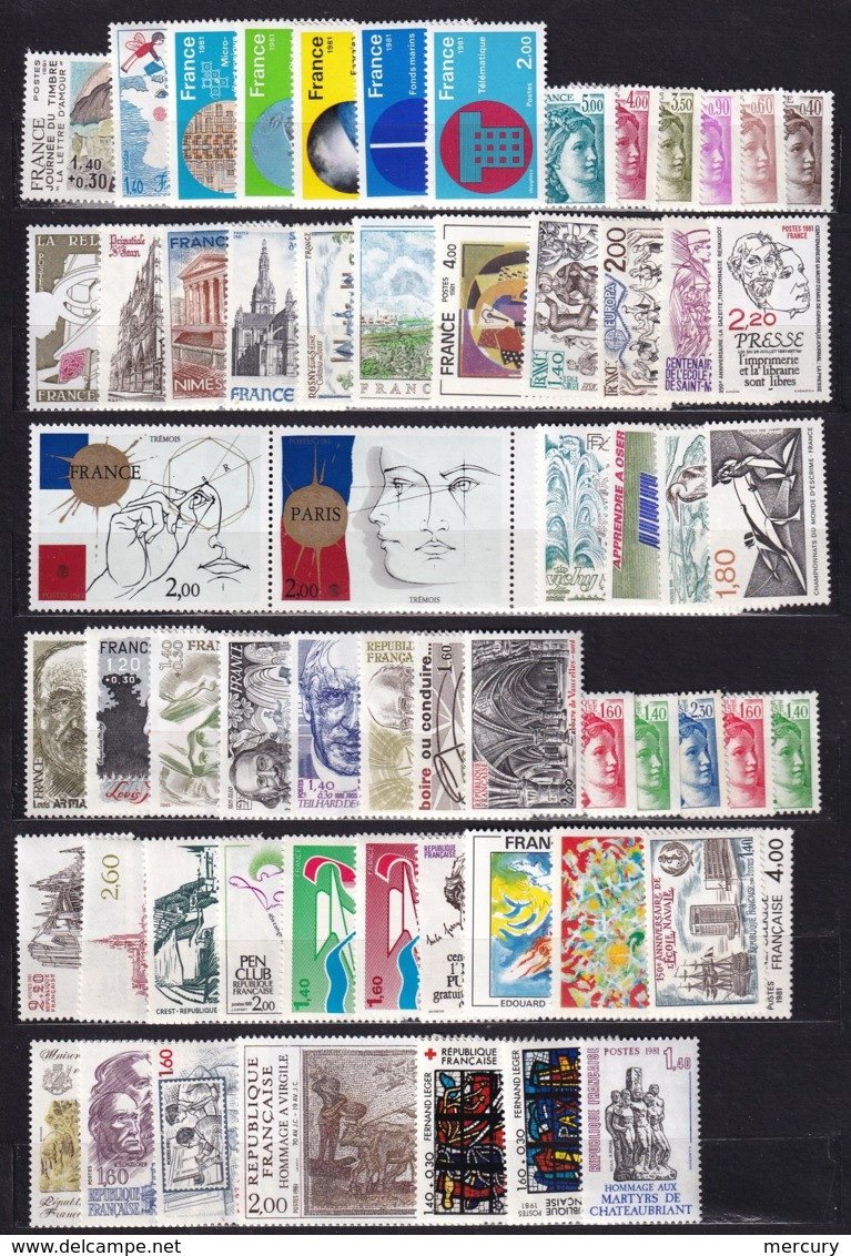 FRANCE - Année 1981 Complète Neuve LUXE - 60 Timbres - 1980-1989