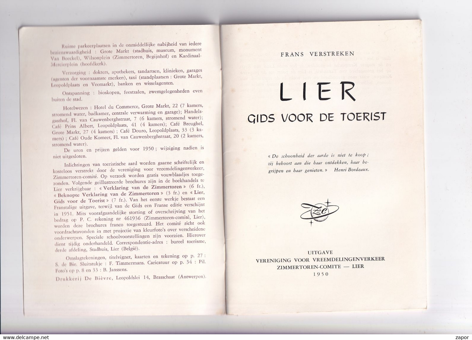 Lier - Gids Voor De Toerist - Boekje Van 36p - 1950 - Frans Verstreken - Tourism