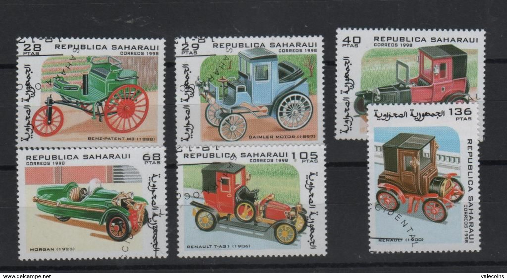 # SAHARAWI SAHARAUI - 1997 - Fiat Renault Oldsmobile Old Cars 6 Cancelled Stamps - Africa (Varia)
