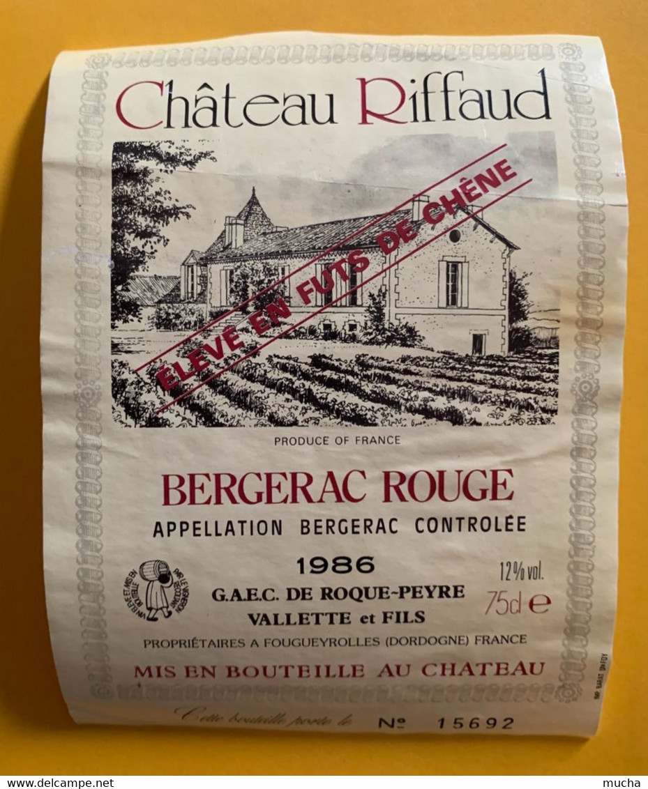 19207 - Château Riffaud 1986 Bergerac Rouge - Bergerac