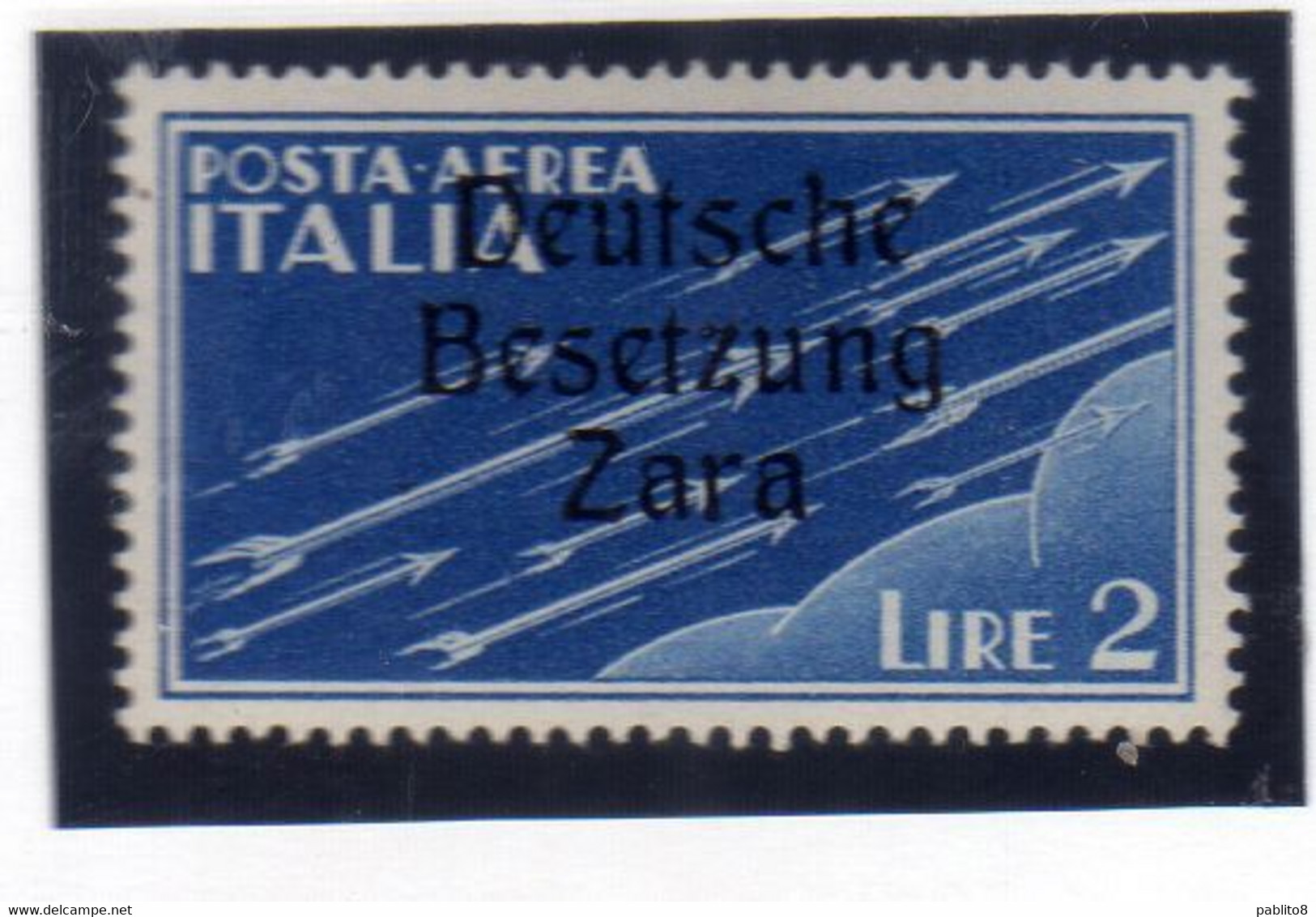 ZARA OCCUPAZIONE TEDESCA GERMAN OCCUPATION 1943 POSTA AEREA AIR MAIL VARIETÀ VARIETY LIRE 2 MNH FIRMATO SIGNED - Deutsche Bes.: Zara