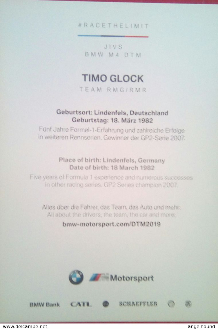 Timo Glock (  German Race Car Driver, BMW ) - Autogramme