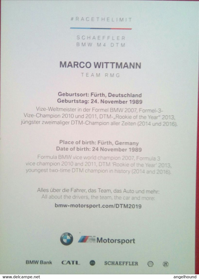 Marco Wittmann ( German Race Car Driver For BMW ) - Authographs