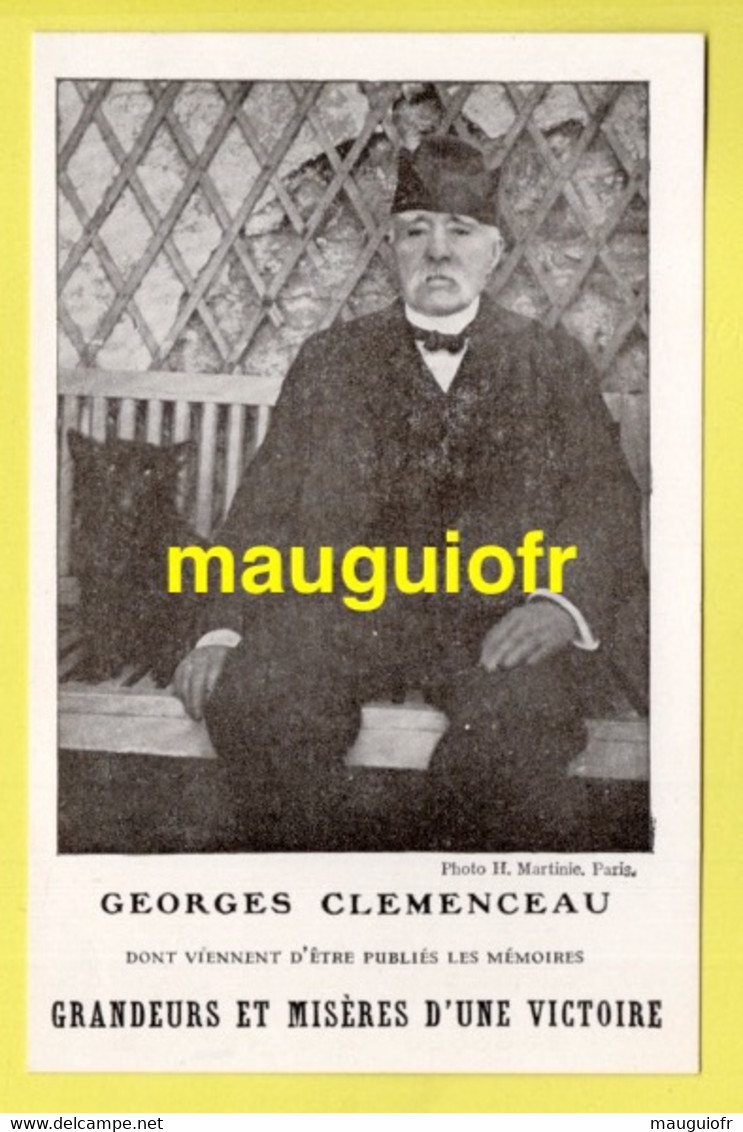 CÉLÉBRITÉS POLITIQUES ET MILITAIRES / GEORGES CLEMENCEAU ET SES MÉMOIRES / CARTE DE LA LIBRAIRIE PLON - Politicians & Soldiers