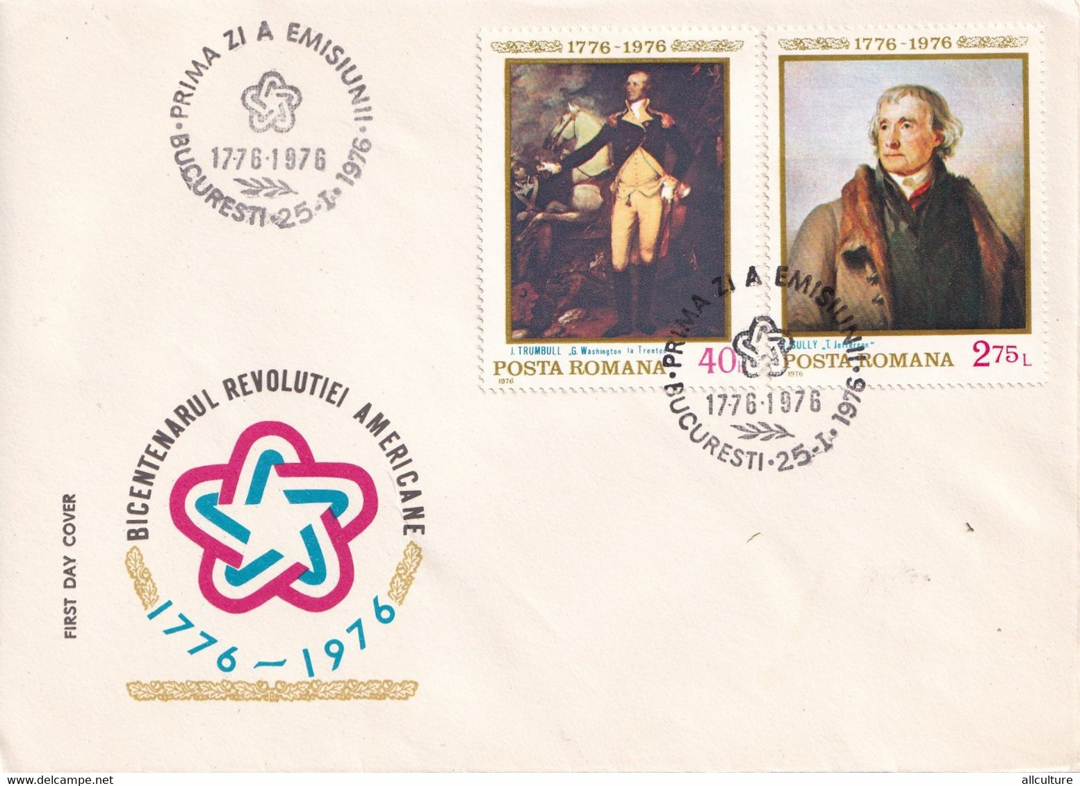 A2640 - Bicentenarul Revolutiei Americane , Bucuresti 1976 Romania  3 Covers FDC - FDC