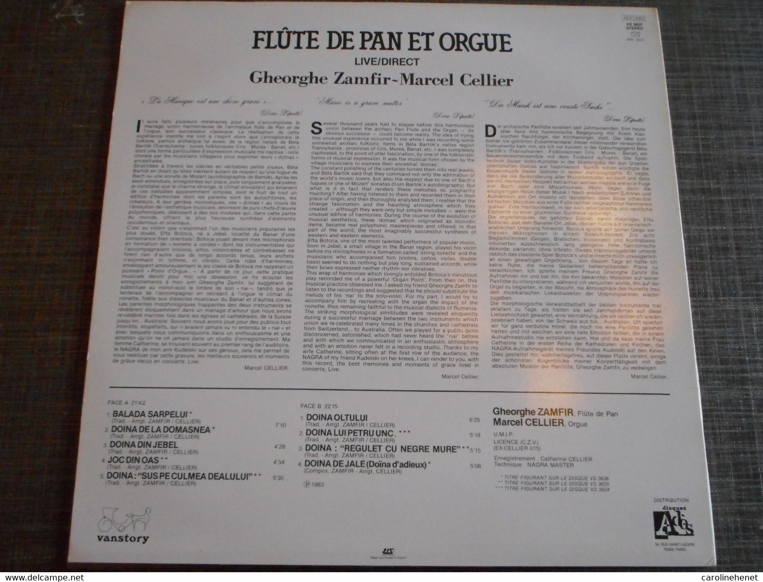 Vinyle Flûte De Pan Et Orgue 1983 - Musicals