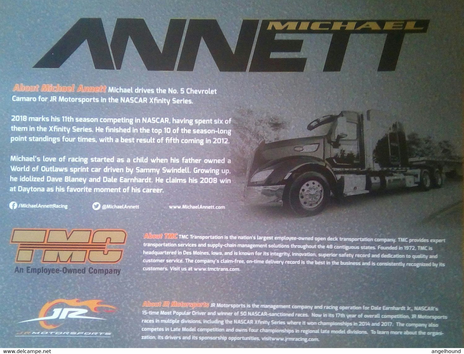 Michael Annett ( American Race Car Driver ) - Apparel, Souvenirs & Other