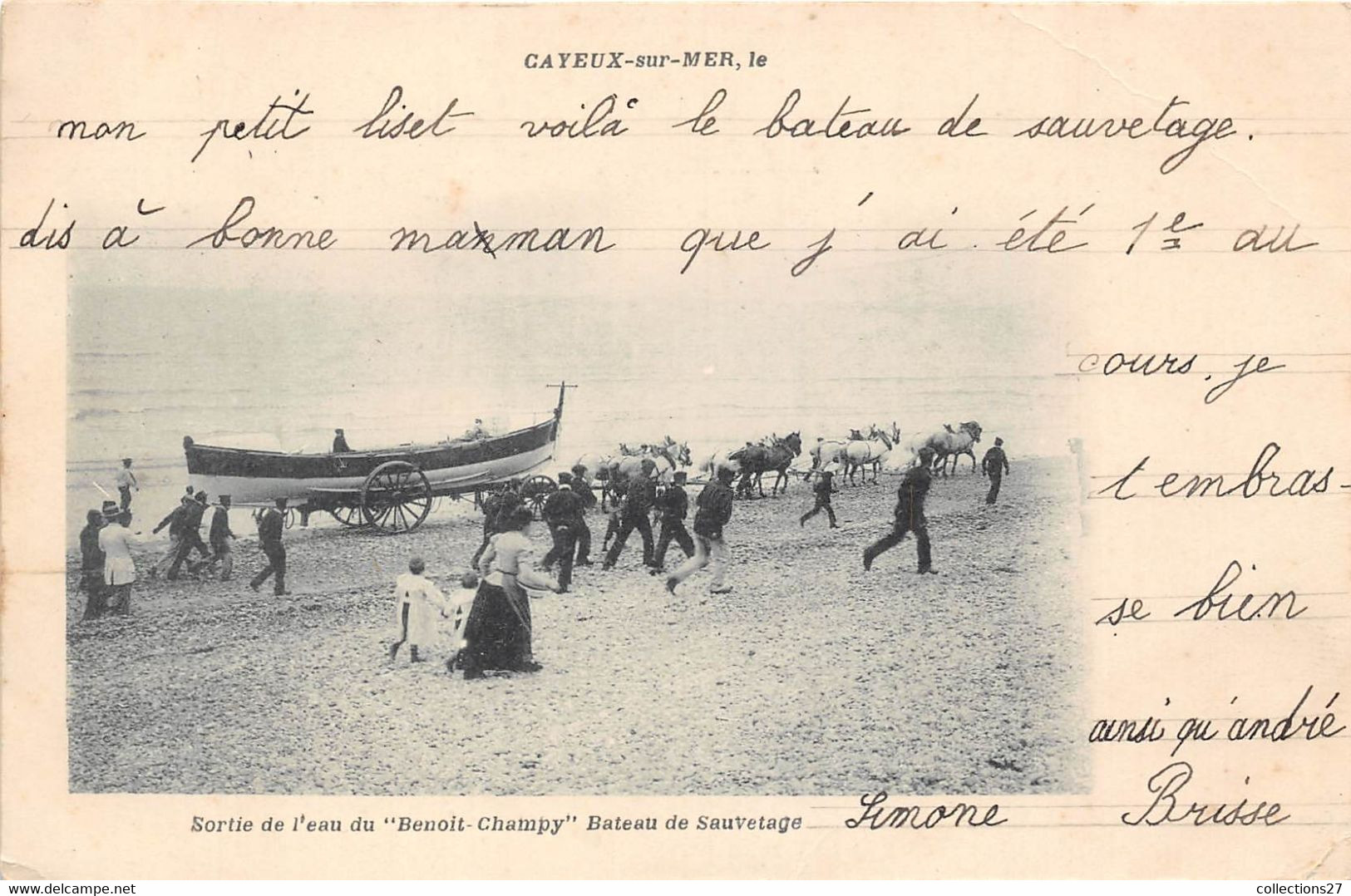 80-CAYEUX-SUR-MER-SORTIE DE L'EAU DU BENOIT CHAMPY, BATEAU DE SAUVETAGE - Cayeux Sur Mer