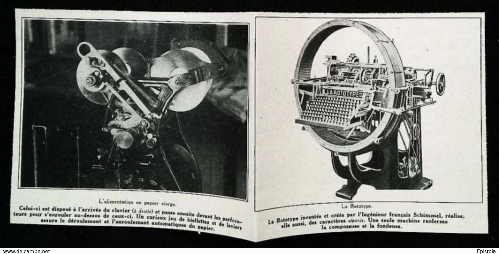 ► MACHINE - Composeuse Fondeuse De Presse Edition Livre " LA ROTOTYPE"   - Début XXe Coupure De Presse (Encadré Photo) - Machines