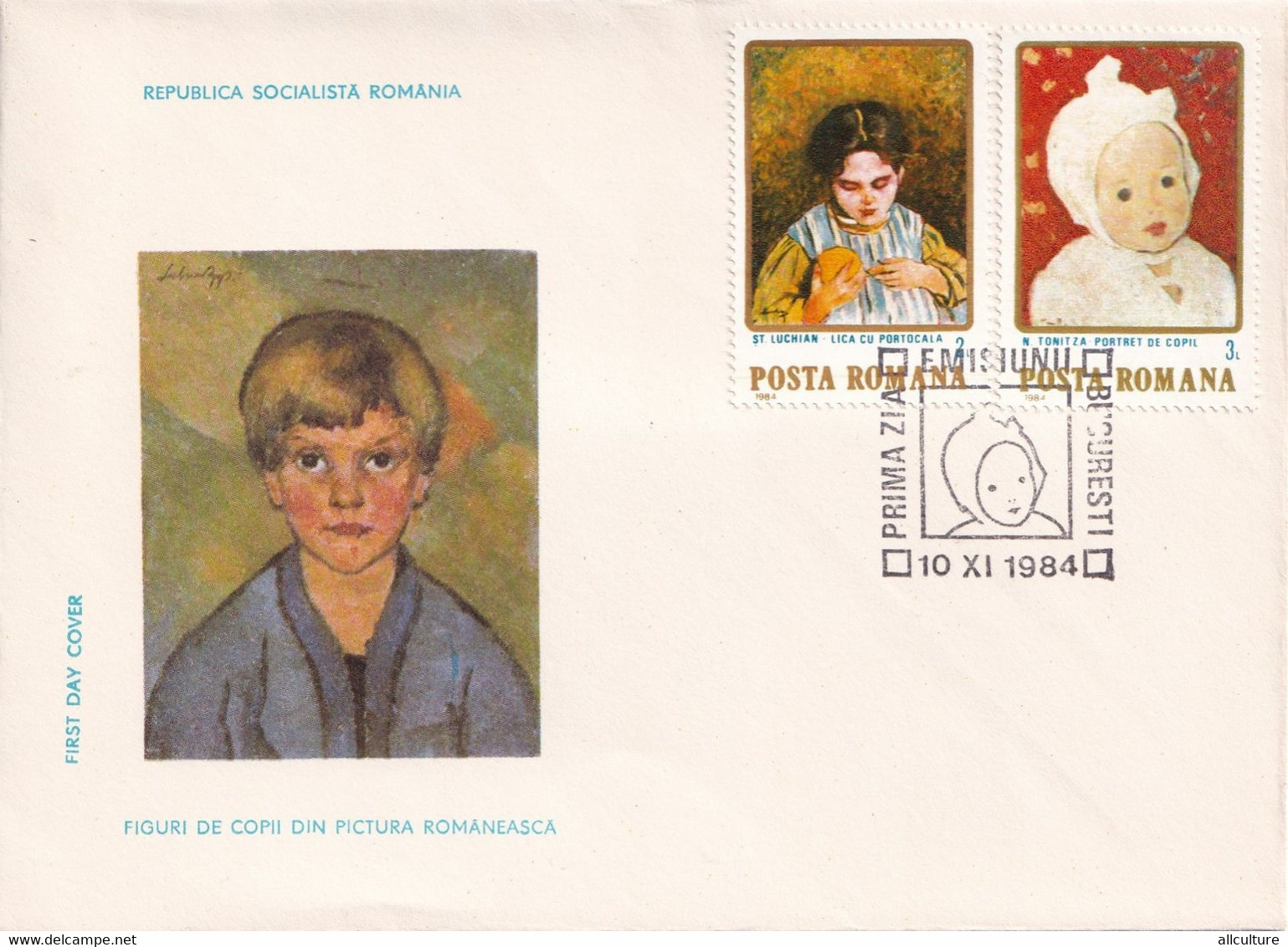 A2652 - Figuri De Copii Din Pictura Romaneasca, Republica Socialista Romania, Bucuresti 1984 3 Covers  FDC - FDC