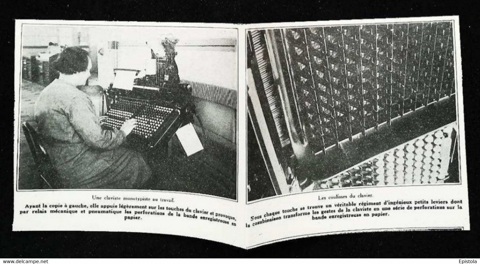 ► MACHINE - Claviste Monotypiste Sur " CLAVIER" Presse Edition Livre   - Début XXe Coupure De Presse (Encadré Photo) - Machines