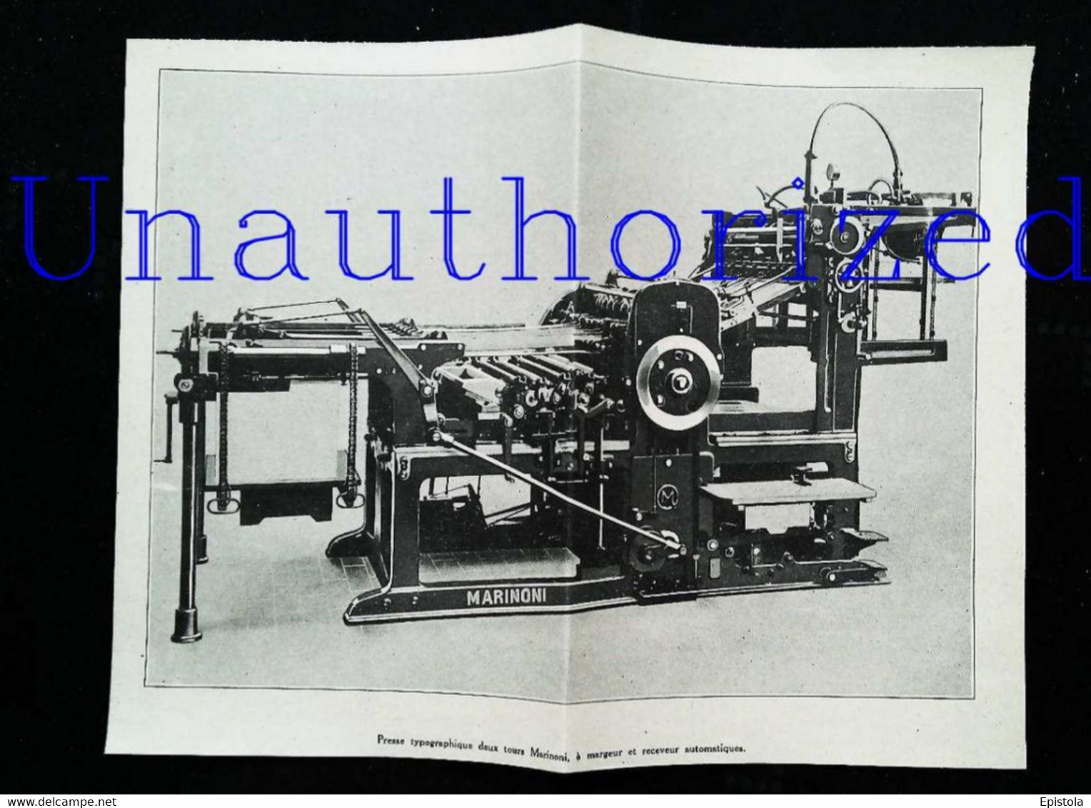 ► MACHINE TYPOGRAPHIQUE  - Presse MARINONI à épreuves Edition Livre  - Début XXe Coupure De Presse (Encadré Photo) - Maschinen