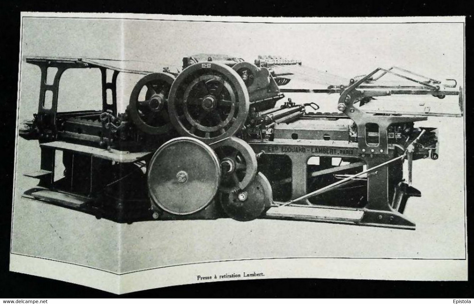 ► MACHINE  ROTATIVE - Presse "Ets EDOUARD LAMBERT Paris " à  Edition Livre  Début XXe Coupure De Presse (Encadré Photo) - Tools