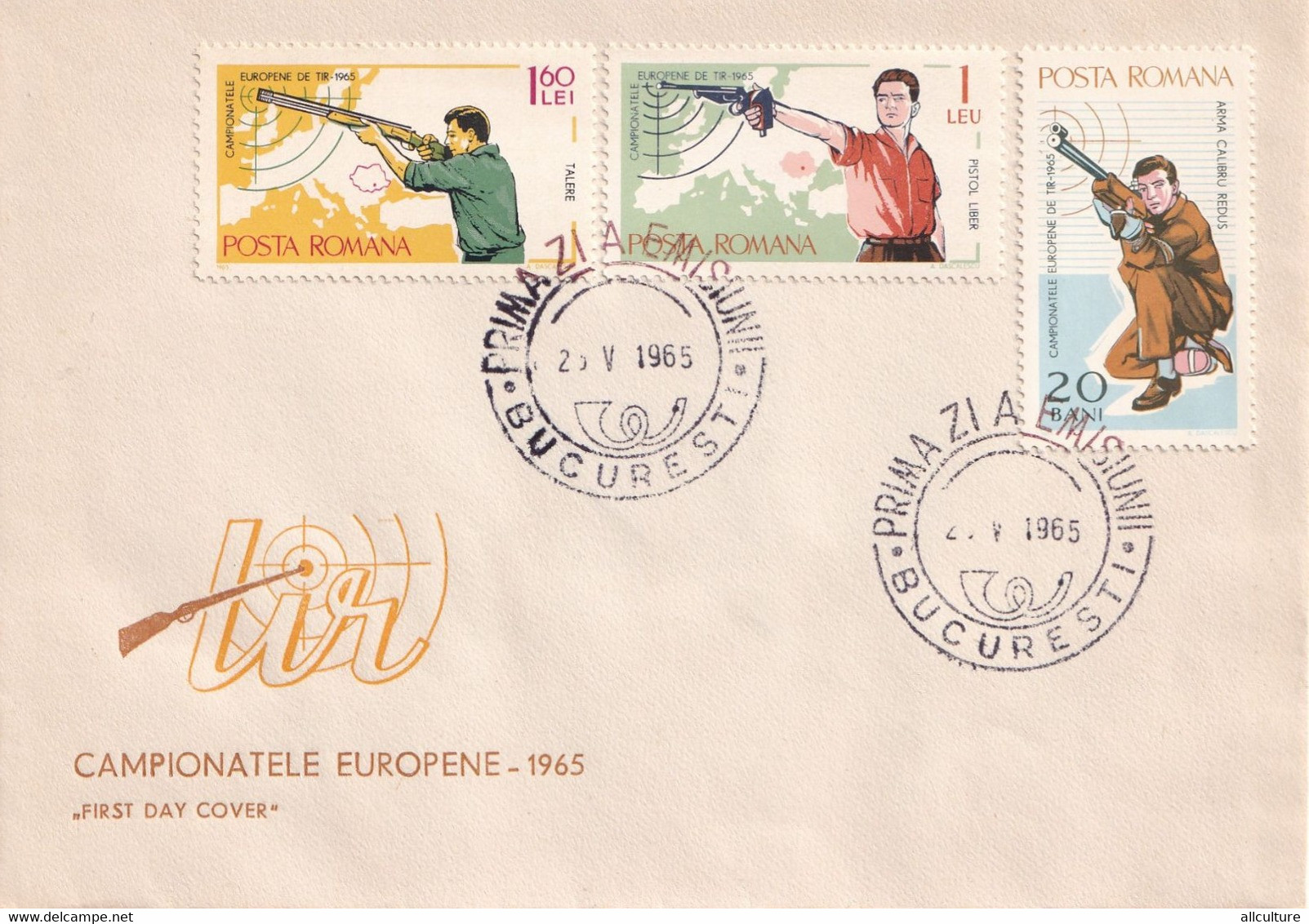 A2681-  Campionatele Europene 1965, Tir, Bucuresti 1965 Romania 2 Covers  FDC - FDC