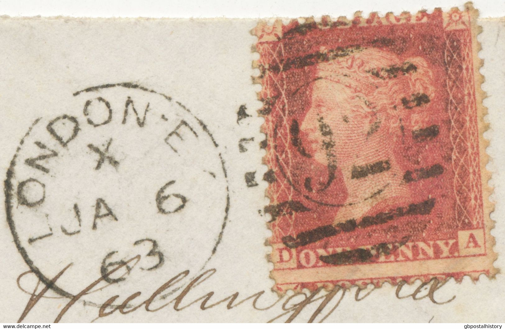 GB 1863 QV 1d Rose-red Perf.14 VARIETY Misperforated On Very Fine Cover Duplex-cancel "LONDON-E.C / 92" + "E.C / B" 10mm - Varietà, Errori & Curiosità