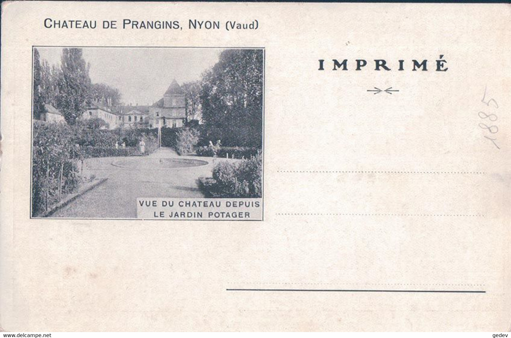 Nyon, Château De Prangins VD, Plusieurs Vues Intérieur Et Extérieur (1885) - Prangins