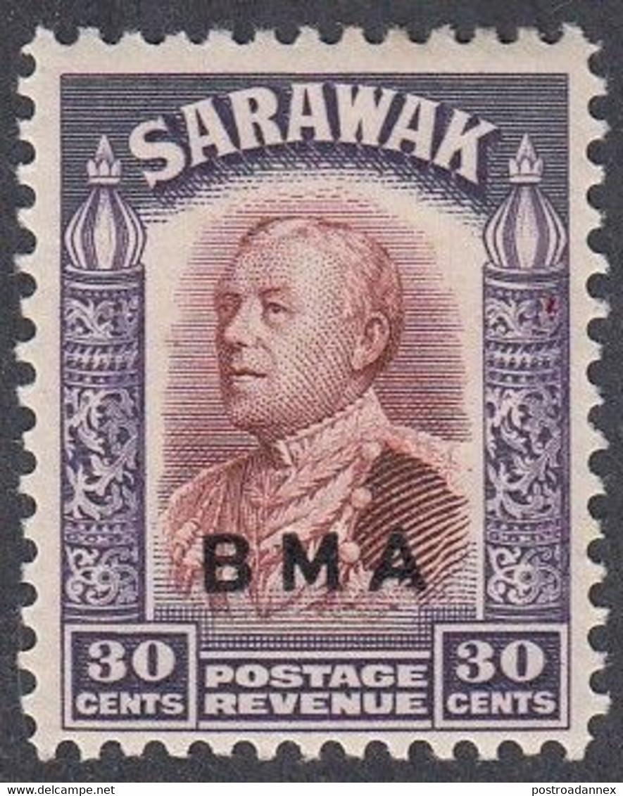 Sarawak, Scott #147, Mint Hinged, Brooke Overprinted, Issued 1945 - Sarawak (...-1963)