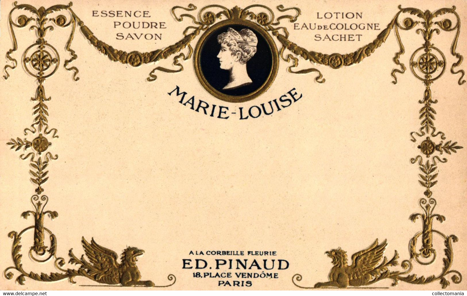 9 CP. Parfumerie Ed. Pinaud Place Vendôme Paris Expo 1900 Parfum Mad.Royale Essence Marie-Louise Embossed Relief Embossé - Anciennes (jusque 1960)